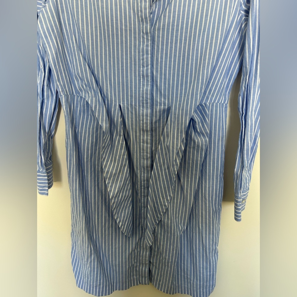 Calvin Klein Cotton Striped‎ Shirtdress with Front Tie Long Sleeve Size 8 - Picture 3 of 5